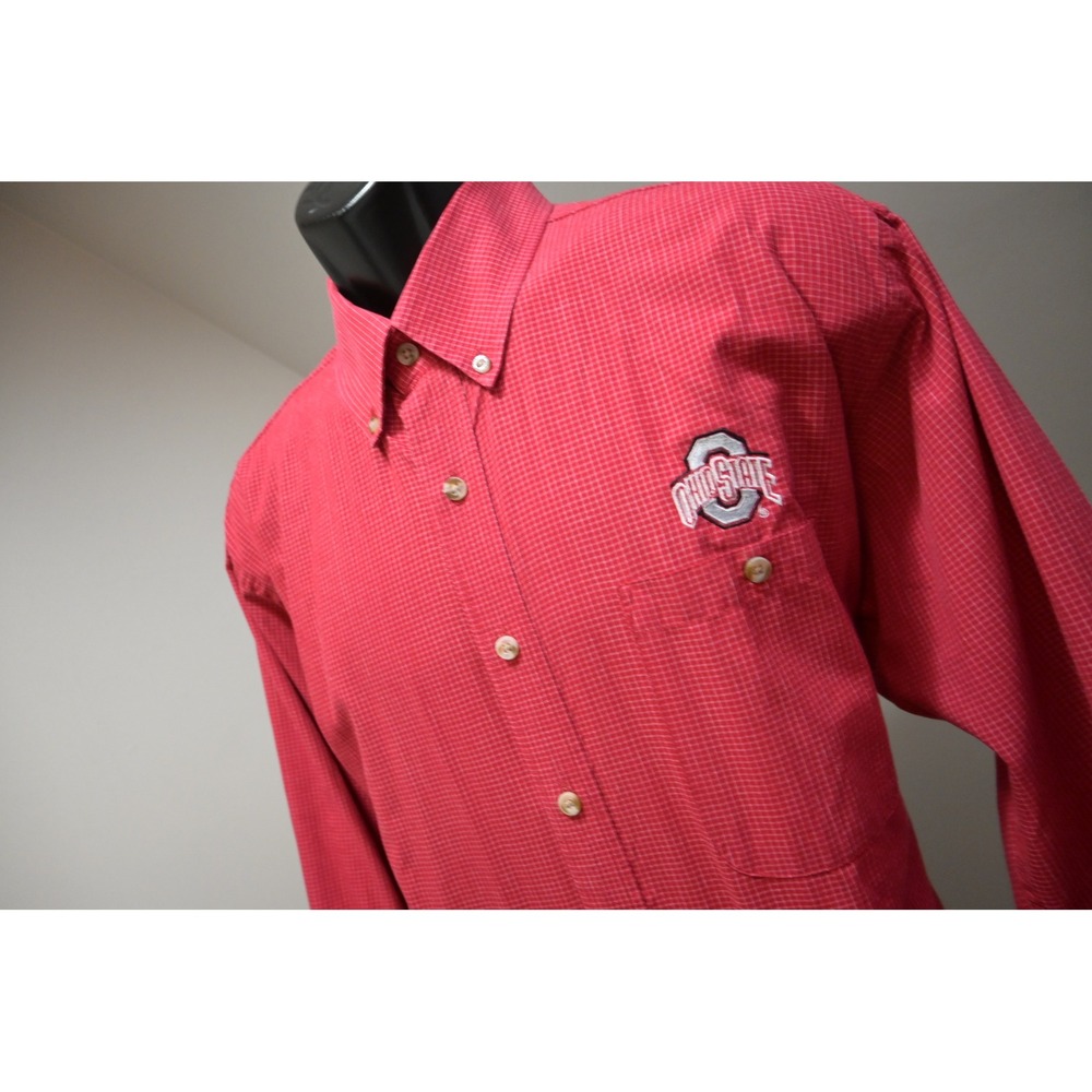 Antigua Ohio‎ State Buckeyes Shirt Mens Large Red Plaid Button Down Excellent